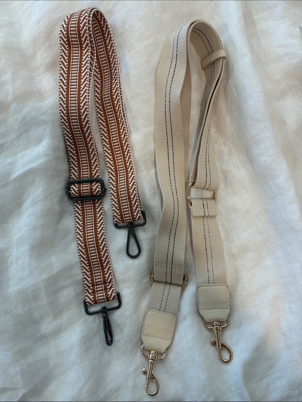Adjustable Bag Strap Set in Brown and Cream